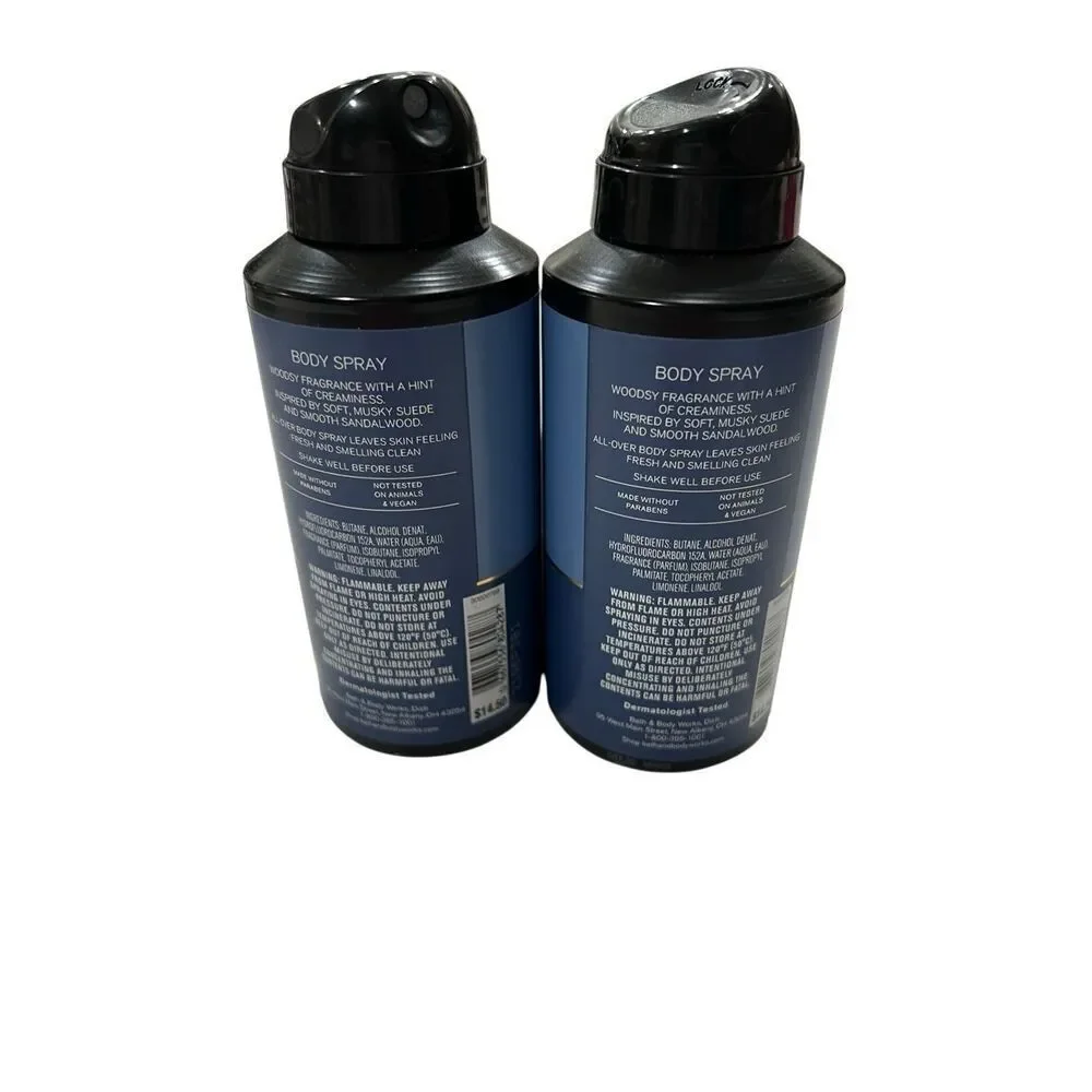 Set Of 2 Bath & Body Works Men's Suede & Sandalwood Body Spray Sz 3.7 fl oz NWOT